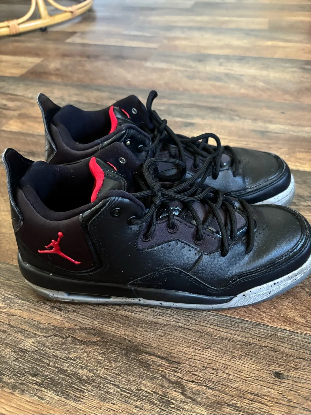 Jordan kids Black and Red Leather Basketball Shoes